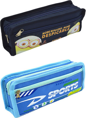 

Hrinkar Cartoon Printed Art Plastic Pencil Boxes(Set of 2, Blue)