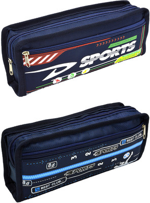 

Hrinkar Cartoon Printed Art Plastic Pencil Boxes(Set of 2, Blue)