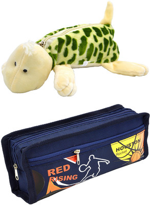 

Hrinkar Cartoon Animal and Printed Art Plastic Pencil Boxes(Set of 2, Multicolor)