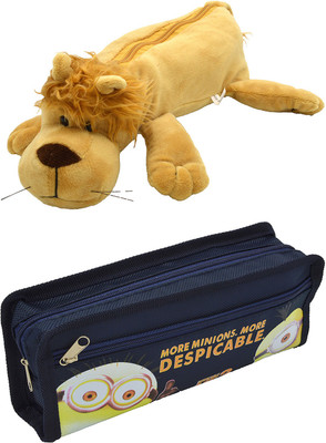 

Hrinkar Cartoon Animal and Printed Art Plastic Pencil Boxes(Set of 2, Multicolor)