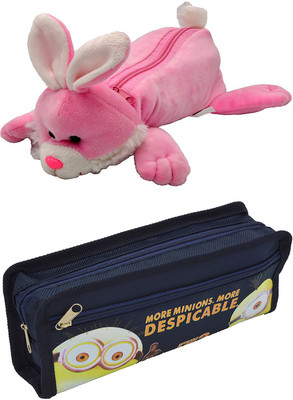 

Hrinkar Cartoon Animal and Printed Art Plastic Pencil Boxes(Set of 2, Multicolor)