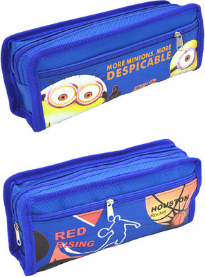 

Hrinkar Cartoon Printed Art Plastic Pencil Boxes(Set of 2, Blue)