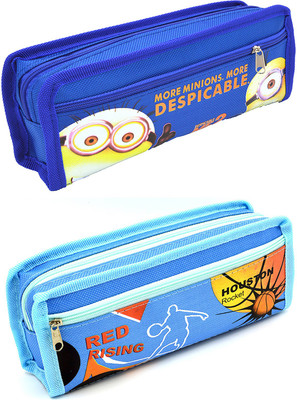 

Hrinkar Cartoon Printed Art Plastic Pencil Boxes(Set of 2, Blue)