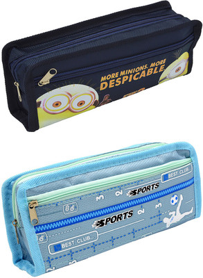 

Hrinkar Cartoon Printed Art Plastic Pencil Boxes(Set of 2, Blue)