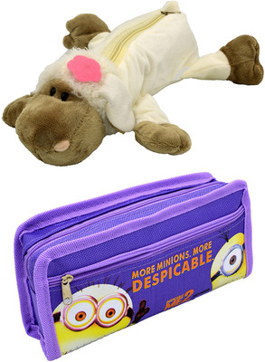 

Hrinkar Cartoon Animal and Printed Art Plastic Pencil Boxes(Set of 2, Multicolor)
