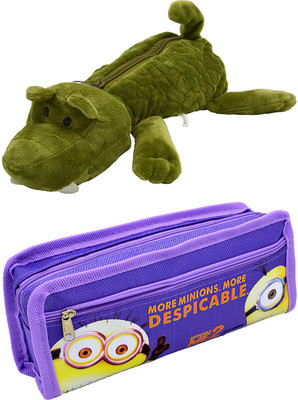 

Hrinkar Cartoon Animal and Printed Art Plastic Pencil Boxes(Set of 2, Multicolor)