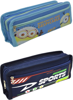 

Hrinkar Cartoon Printed Art Plastic Pencil Boxes(Set of 2, Blue)