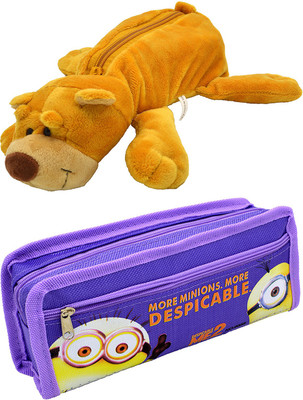 

Hrinkar Cartoon Animal and Printed Art Plastic Pencil Boxes(Set of 2, Multicolor)