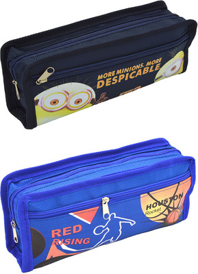 

Hrinkar Cartoon Printed Art Plastic Pencil Boxes(Set of 2, Blue)