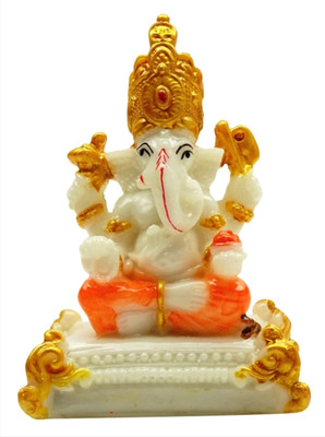

Smstraders Mukut Chowki Ganesh Decorative Showpiece - 8 cm(Polyresin, Multicolor)