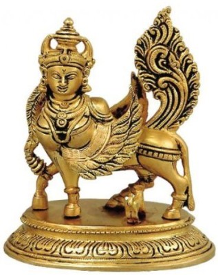 Crafthut Carved Kamdhenu Cow Statue For Prosperity in Your Home & Office/ Home Decorative Item/ Perfect Gifting Option for Loved One Decorative Showpiece  -  16.5 cm(Brass, Gold)