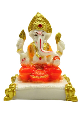 

Smstraders Chowki Ganesh Decorative Showpiece - 8 cm(Polyresin, Multicolor)