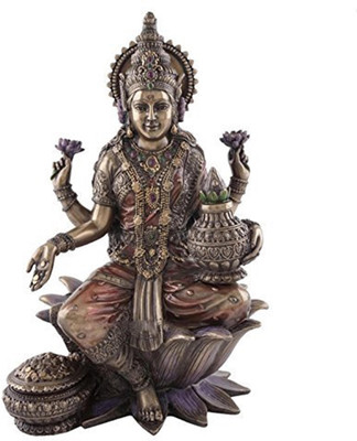 

Purpledip Lakshmi Laxmi Mahalakshmi Goddess of Wealth Fortune Statue Decorative Showpiece - 17 cm(Polyresin, Brown)