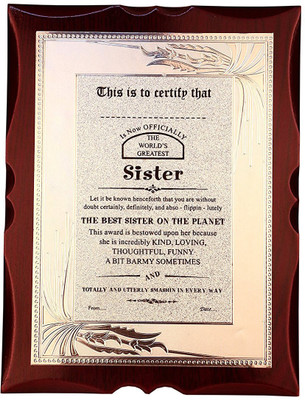 

Atpata Funky World's Best SISTER Premium Certificate Award Trophy(L)