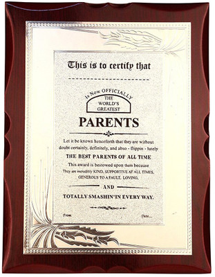 

Atpata Funky World's Best PARENTS Premium Certificate Award Trophy(L)