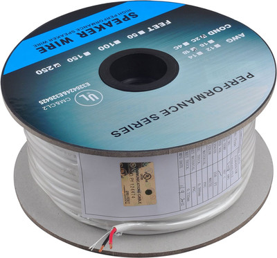 

C&E TV-out Cable 250 Feet 18AWG CL2 Rated 2-Conductor Loud Speaker Cable(White, For Home Theater, 76.2 m)