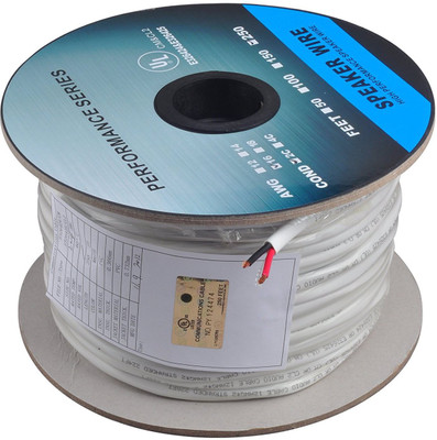 

C&E TV-out Cable 250 Feet 16AWG CL2 Rated 2-Conductor Loud Speaker Cable(White, For Home Theater, 76 m)