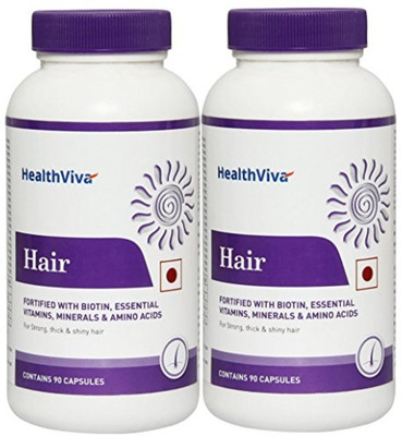 

HealthViva Hair with Biotin, PABA, Cysteine + Multivitamin & Multimineral- for hair strength,(Pack of 2)(90 No)