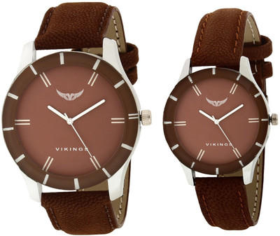 

VIKINGS COUPLE FASHIONABLE WATCH STYLISH BROWN STRAP COMBO Watch - For Men & Women
