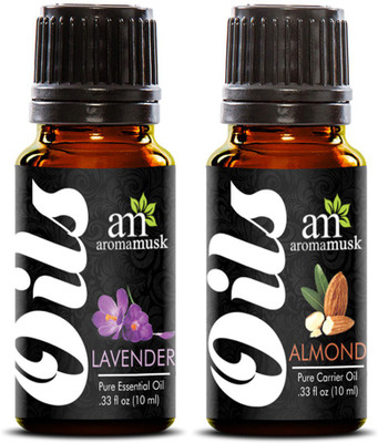 

AromaMusk 100% Pure Lavender Essential Oil + Sweet Almond Carrier Oil - 10ml(10 ml)