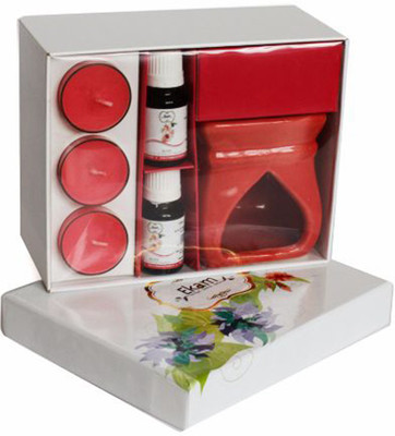 

Ekam Ceramic Oil Warmer set Rose Candle(Red, Pack of 1)