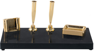 

kebica 4 Compartments plastic Decorative Pen Stand(Black, Gold)