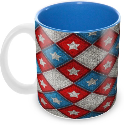 Tuelip Printed Beautiful Design of Captain America Star for Tea And Coffee 350 ml Ceramic Coffee Mug(350 ml)