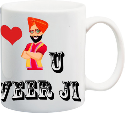 

ME&YOU Raksha Bandhan Gift For Brother/ Bro/ Bhai; love u veer ji printed Ceramic Mug(325 ml), Multicolor