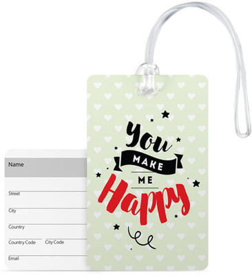 

100yellow Luggage Tags- You Make Me Happy Print High Quality Pvc Tag With Silicon Strap- Ideal For Gift Luggage Tag(Multicolor)