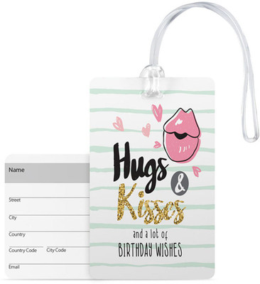 

100yellow Luggage Tags- Hugs & Kisses Print High Quality Pvc Tag With Silicon Strap- Ideal For Gift Luggage Tag(Multicolor)