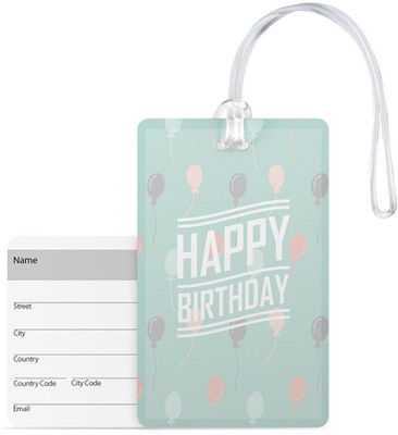 

100yellow Designer Luggage Tag- Happy Birthday Print Pvc Bag Tag With Silicon Strap- Ideal For Gift Luggage Tag(Multicolor)