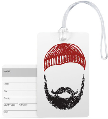 

100yellow Luggage Tags- Beard Print Fancy High Quality Pvc Travel Bag Tag With Silicon Strap Address Label Luggage Tag(Multicolor)