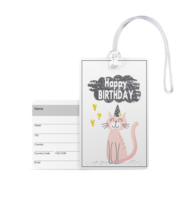 

100yellow Happy Birthday Printed Luggage Tags, Premium Quality Pvc Bag Tag With Silicon Strap By 100Yellow Luggage Tag(Multicolor)