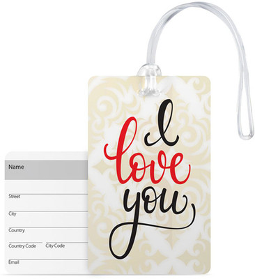 

100yellow Luggage Tags- I Love You Print Gloss Finish Pvc Travel Tag With Silicon Strap- Ideal For Gift Luggage Tag(Multicolor)