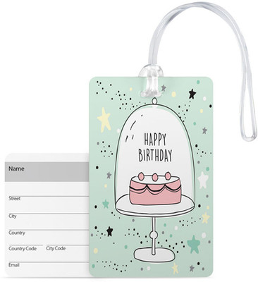 

100yellow Luggage Tag- Happy Birthday Print Pvc Travel/Bag Tag With Silicon Strap- Ideal For Travel Luggage Tag(Multicolor)