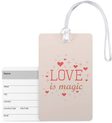 

100yellow Luggage Tags- Love Is Magic Printed Premium Pvc Travel Tag With Silicon Strap- Ideal For Gift Luggage Tag(Multicolor)