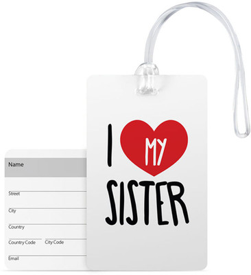 

100yellow Luggage Tag- I Love My Sister Print Gloss Finish Pvc Travel/Bag Tag With Silicon Strap- Gift For Sister Luggage Tag(Multicolor)
