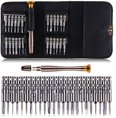 

Amicikart 25 in 1 Pocket Repair Tool Kit for Cell Phone Laptop MP3 Camera TV and Other Electronic Devices Standard Screwdriver Set(Pack of 25), Silver
