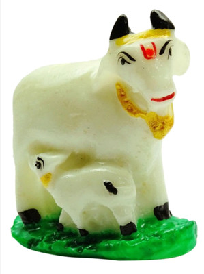 

Smstraders Mini Cow With Calf Decorative Showpiece - 5.5 cm(Polyresin, White)