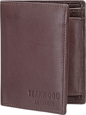 Teakwood Men Brown Genuine Leather Wallet(10 Card Slots)