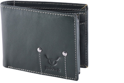 

Hidelink Men Green Genuine Leather Wallet(6 Card Slots)