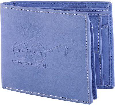 

Hidelink Men Blue Genuine Leather Wallet(6 Card Slots)