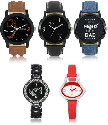 

LOREM W06-4-6-7-201-206 New Stylish Best Designer Combo Hand Watch - For Men & Women