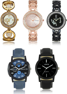 

LOREM W06-2-5-201-202-204 New Stylish Best Designer Combo Hand Watch - For Men & Women