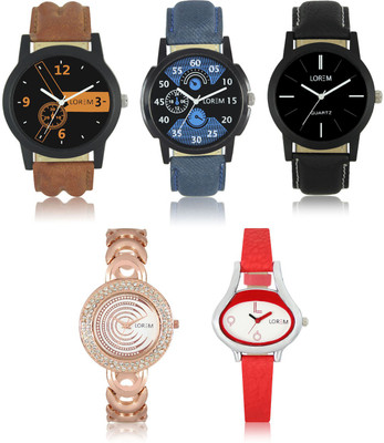 

LOREM W06-1-2-5-202-206 New Stylish Best Designer Combo Hand Watch - For Men & Women