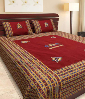 

clarks creation Cotton Double Printed Bedsheet(Pack of 1, Multicolor)
