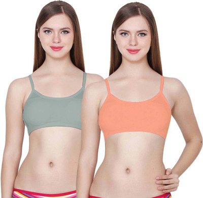 Apraa Women Sports Non Padded Bra(Orange, Grey)