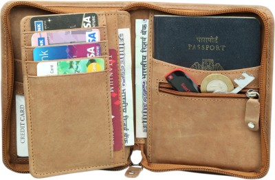 Kan Hunter Leather Travel Document Holder/Card Holder/Passport Holder for Men & Women(Tan)