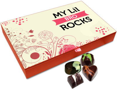 

Chocholik Rakhi Gift - My Little Brother Rocks Chocolate Box For Brother / Sister - 12pc Truffles(144 g)