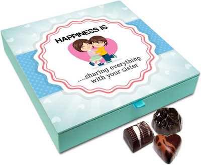 

Chocholik Rakhi Gift Box - Happiness Is Sharing Everything With Sister Chocolate Box For Brother / Sister - 9pc Truffles(108 g)